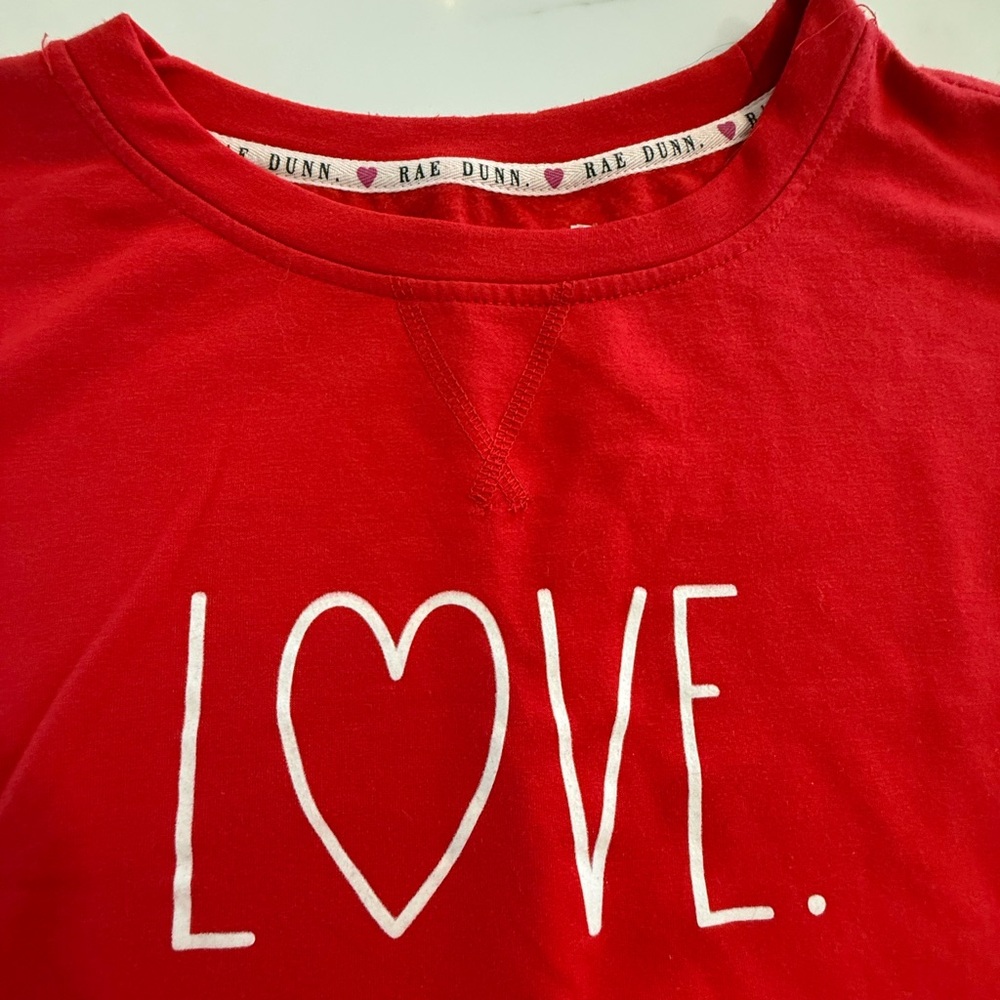 Rae Dunn Red Long Sleeve Tee with Love Design